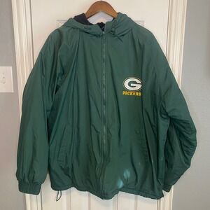NFL Green Bay Packers Jacket Mens XL Game Day Sideline Sports Gear Hooded Zip Up